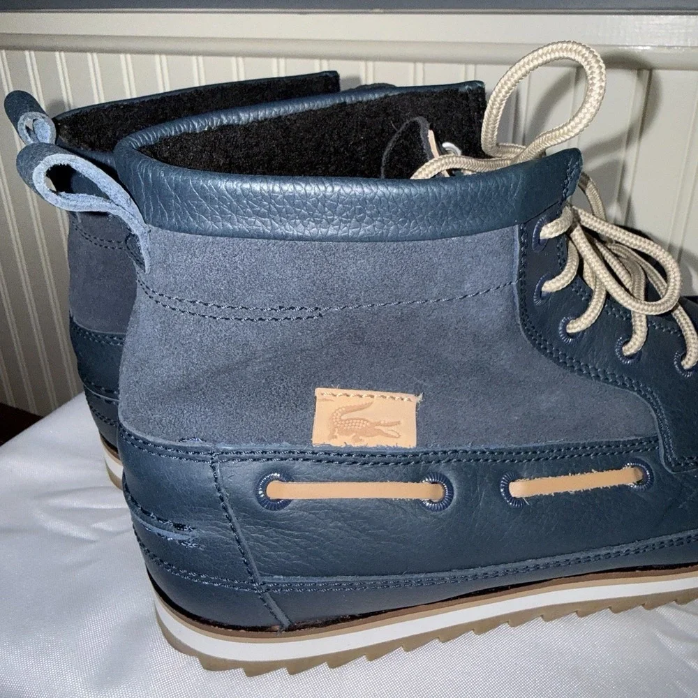 Lacoste Sauville Mid Chukka Style Boot Ugh Insoles Navy Blue Suede Mens 12
